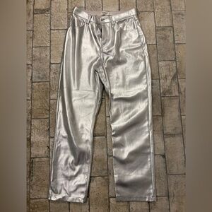 Abercrombie & Fitch Ultra High Rise Metallic Silver Pants size 8